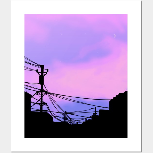 Aesthetic sunset Japanese Lo Fi Wall Art by Trippycollage